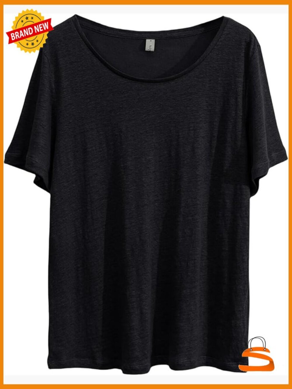 100% Linen Knit T-Shirt Short Sleeve Basic Summer Tee